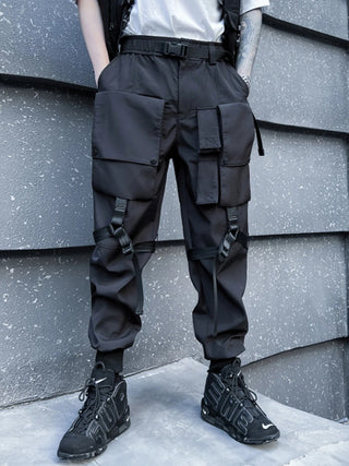 Techwear pants with straps