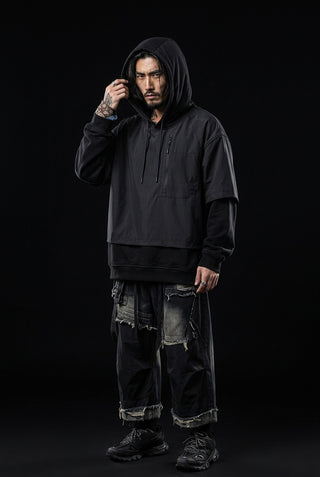Black techwear hoodie